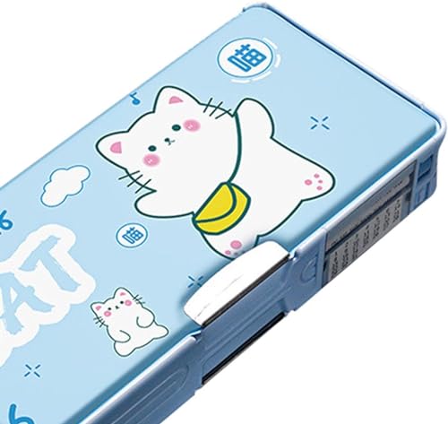 Image of Compass Box Multifunctional Cute School Pencil Box for Girls, Cat Compas for Boys, Magnetic Pencil Box, Aesthetic Stationary Items for Kids, Best Gifts (Cat Compass)