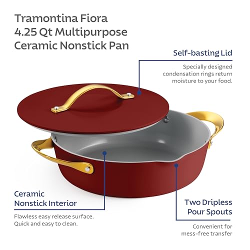 Image of Tramontina Fiora 4.25-Quart Ceramic Non Stick Cooking Pan with Lid
