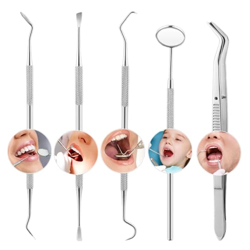 Image of Professional Oral Care Kit Advanced Clean- Portable Dental Tools,Stainless Steel Dental Hygiene Kit with Dental Picks for Men Women Kids and Pet Care(5pack)- with Case