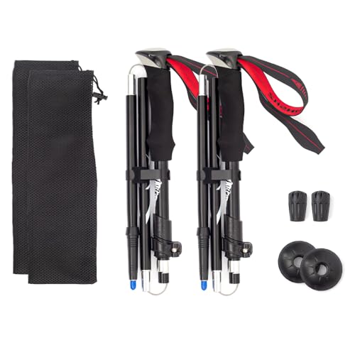 2Ps Trekking Poles, Collapsible Hiking Sticks with Tip Kits Suitable for Various Terrains, Lightweight Aircraft-Grade Aluminum Trekking Poles for Travel, Trails & Balance