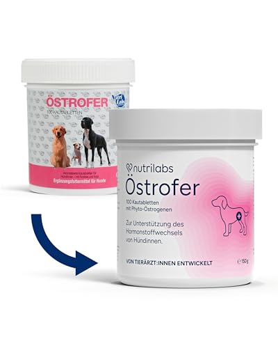 NutriLabs Östrofer Hormontabletten für Hündinnen 100 STK. - Gesundheitstabletten mit Rotkleesaat, Biotin etc. - Gesundheitsprodukte für Hunde - Nahrungsergänzungsmittel