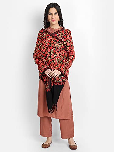 Zamour Kashmiri Embroidery Indian Shawl Stole Scarf Wrap for Wedding Parties Bridesmaid Prom (28 inch x 80 inch)2