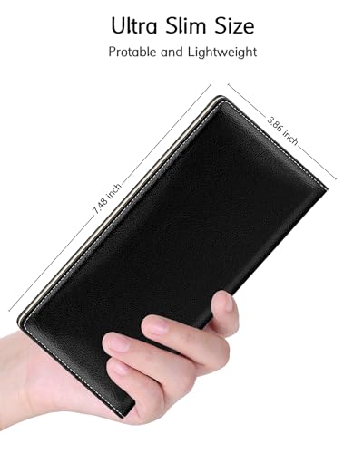 Image of Nipichsha Womens Wallet, RFID Slim Wallets for Women, Thin Ladies Credit Card Holder Purse, Cute Leather Bifold Clutch Billfold with 11 Card Slots & ID Window, Black