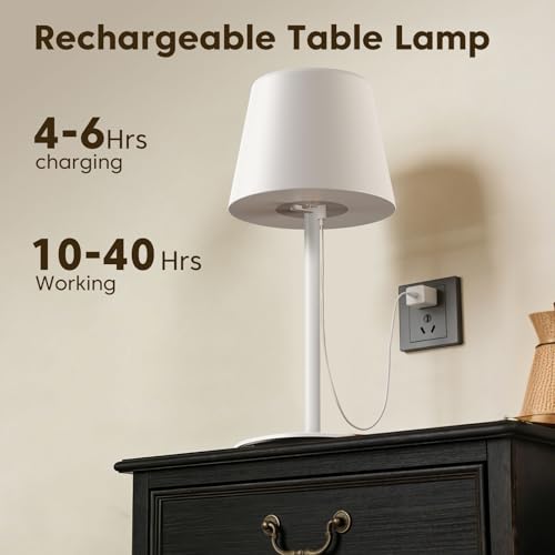 Image of IP65 Shower Lamp Waterproof,Cordless Rechargeable Table Lamp Indoor Outdoor | Bathroom Lamp,4000mAh Battery Operated,3 Color Dimming,Touch Desk Light for Bedroom,Bathroom,Bathtub,Kitchen,Patio, Camping