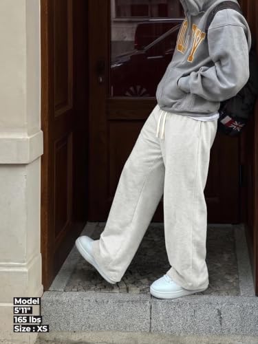 Image of Mens Baggy Sweatpants Wide Leg Loose Open Bottom Uncuffed Gym Casual Lightweight Y2K Pants Relaxed Pocket No Wrinkle | Black Grey Open Bottom Casual Relaxed Drawstring Lightweight Lounge No Wrinkle