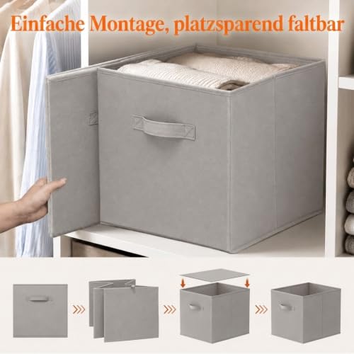Lifewit Aufbewahrungsbox, 6 Stück, Hellgrau, 26,5 x 26,5 x 28 cm, 20 L – Ansicht 3