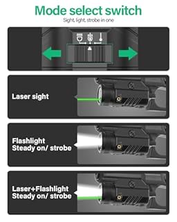 DARKFANG 1200 lumens Picatinny lampe de poche et laser vert combo avec batterie rechargeable extérieure intégrée
