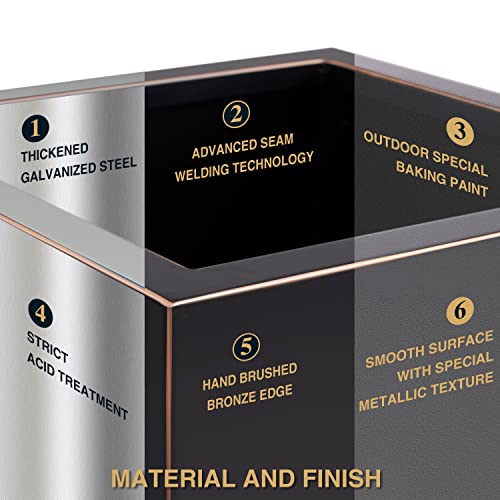 Wallowa Metallic Heavy Tall Outdoor/Indoor Planter Box, Rectangular, 14”Lx14”Wx30”H, ‎35 Pounds, Black, 1 Pack #TOP4