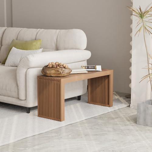 Image of APRTAT Bamboo Dining Bench 35 Inch Indoor Wooden Shoe Benches for Entryway | Entryway Shoe Rack Bench.,Solid Bamboo Benches,for Living Room, Hallway, Bedroom, Bathroom,Easy Assemble,Slatted Design,