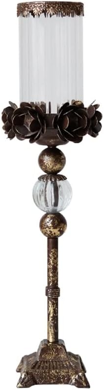 Candelabras Indoor Glass Candle Holder Brass Stand Candle Rose Shape Crystal Decoration Suitable for Living Room Kitchen Dining Room Candleabra(A)