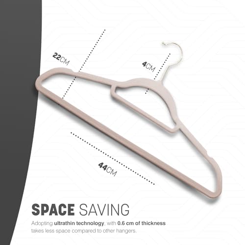 KEPLIN Velvet Hangers 30 Pack - Non-Slip Clothes Hangers with Tie Bar & 360° Hook - Durable & Sturdy, Space-Saving Wardrobe Organisers for Suits, Jackets & Clothes- Home Storage Solution (Blush Pink)