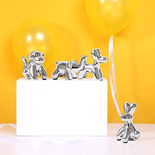 Alslovkar Silver Balloon Figurine Statue, Small Ceramic Animal Statue, Handmade Sculpture Ornament, Collectible Sculpture Animals Figurine, Modern Home Decor Ornament Decorations (Dog) #TOP1