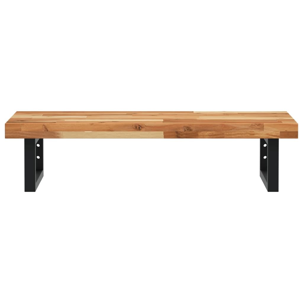Estantería para lavabo de pared de acero y madera de acacia, 60 x 40 cm, 2 soportes, ahorra espacio, resistente, versátil para baño y lavabo