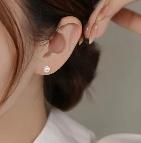 12 Pairs Pearl Stud Earrings for Women & Men, Hypoallergenic Stainless Steel 4 Sizes (6mm-12mm), Classic Round Pearl Earrings Set for Daily Wear — view 3
