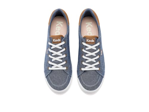 Image of Keds Center III Lace Up Fashion Sneaker, Blue Chambray /Tan, 6.5