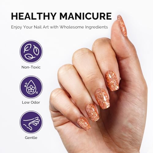 Image of MelodySusie Galaliver Orange Glitter Gel Nail Polish, 15ML Shimmer Orange Sparkle Gel Polish Soak Off UV LED Cured Long Lasting Gift for Women DIY Nail Design Nail Art Manicure X13