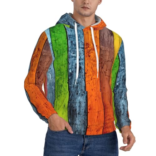 Sweat à capuche en polaire pour hommes avec imprimé bois artistique