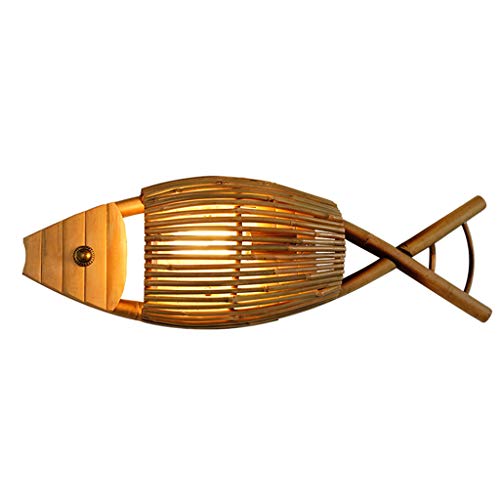 Lèche-murs Lampe murale en bambou de salon lampe de suspension murale pour le magasin de poissons grillés salle d'étude chaleureuse en forme de poisson éclairage du couloir de bar lampe murale japonai Cover