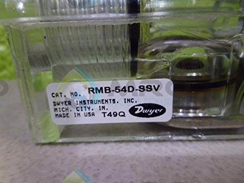 Dwyer® Rate-Master® Flowmeter, RMB-54D-SSV, 3% Acc, 20-200 SCFH & 10-95 LPM air, SS Valve, PC Body