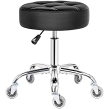 BEWISHOME Rolling Stool with Wheels, Adjustable Stool Heavy Duty 450lb, 360 Swive Rolling Chair for Massage Spa Medical Tattoo, PU Thick Seat Padding Salon ChairBlack BYD01B
