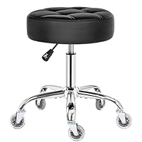 BEWISHOME Rollhocker mit Rollen,Verstellbarer Hocker für hohe Belastungen bis 200 kg,360° Drehhocker Hocker für Salon,Spa PU-Sitzpolsterung (schwarz) EBYD01B