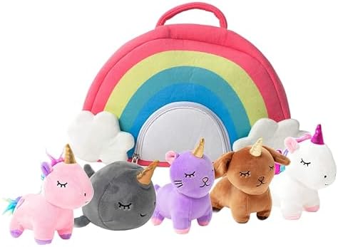 PixieCrush Unicorn Stuffed Animal Set - 5 Plush Toys for Girls wi...