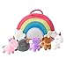PixieCrush Unicorn Toys Stuffed Animal Gift Plush Set with Rainbow Case - 5 Piece Stuffed Animals with 2 Unicorns, Kitty, Puppy, and Narwhal - Toddler Gifts for Girls Aged 3, 4, 5 ,6 ,7, 8 yr olds