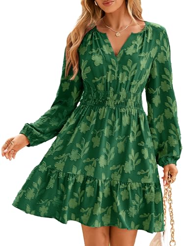 Image of BerryGo Womens Long Sleeve Mini Dress Casual A Line Flowy Loose Vacation Party Babydoll Fall Short Dresses with Pocket