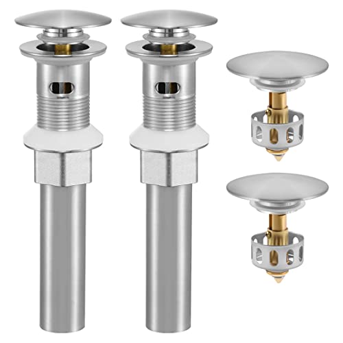 Kes Bathroom Sink Drain Stopper With Overflow, Pop Up Drain With Detachable Hair Catcher For Lavatory Vanity Vessel Sink, Brushed Nickel 2 Pack, All Metal Rustproof 304 Stainless Steel, S2013A-Bn-P2 #TOP30