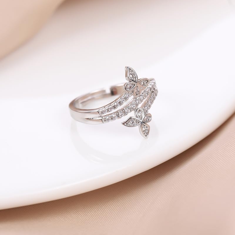 POYAMUSE Elegant Butterfly Ring for Women - Rhinestone Butterfly Ring, Dainty Thumb Ring, Sizes 6-10 - Image 3