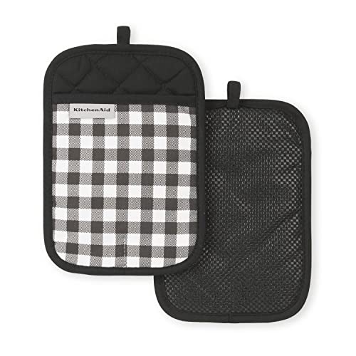 Kitchenaidginghampotholder2packsetonyxblack7x10 Urban Country Home Decor Kitchenaid gingham pot holder 2 pack set onyx black 7×10 urban country home decor
