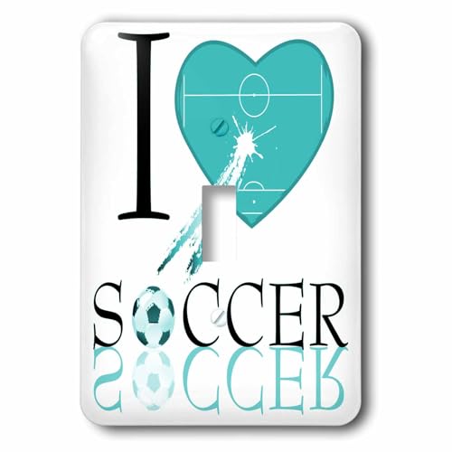 Interrupteur simple I Love Soccer turquoise pour chambre d'enfant - 2
