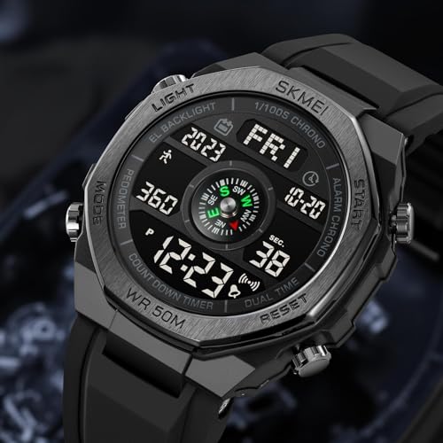 Image of SKMEI Men Watch Compass Pedometer Calories Sport Watch LED Digital Stopwatch Boy Digital Sport Wristwatch