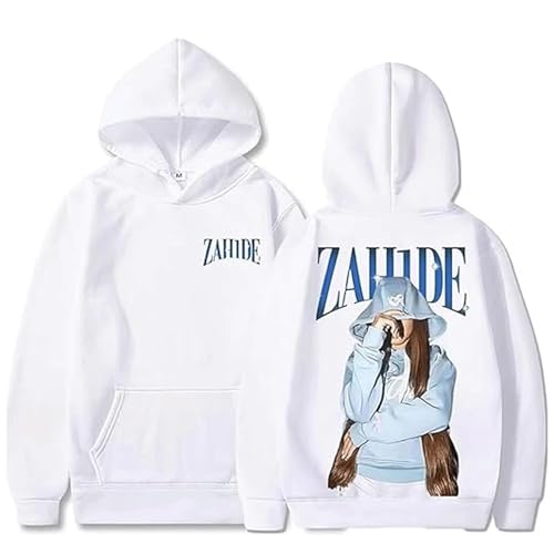 FAEWARE Sweat À Capuche Zahide Merch pour Homme Et Femme Coupe Tendance Manches Longues Grandes Tailles Disponibles Hoodie-White||m