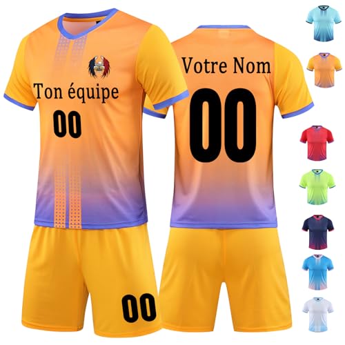 Maillot foot garçons personnalisé avec nom et numéro pour entraînement club