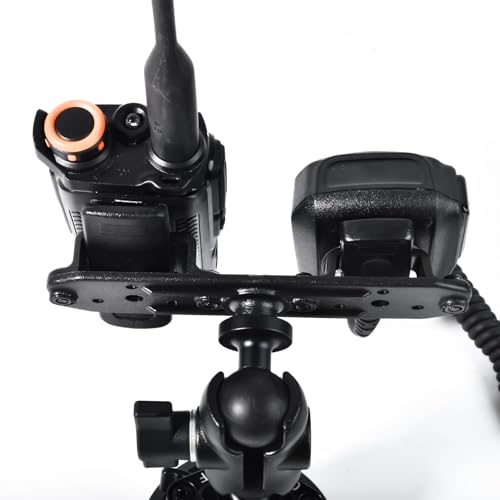 Image of HYSHIKRA Universal Radio Bracket, Walkie-talkies Back Clip Mount, Radio Microphone Holder with 25mm 1 inch Ball Adapter Compatible with RAM Mounts B Size Double Socket Arm