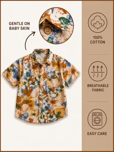 Image of superminis Boy's Cotton Regular Fit, Half Sleeves, Collared Neck, Printed Shirts for Casual Wear