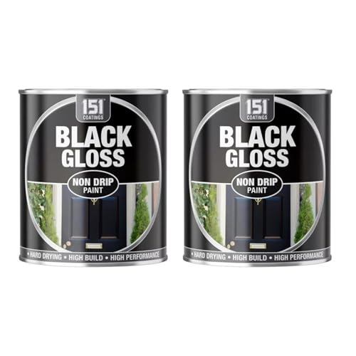 PEBBLE HUG Black Gloss Non-Drip Paint Quick-Drying and Versatile Perfect for DIY Projects Renovations Ideal for Wood Metal Indoor or Outdoor Surfaces 300ml (2 Pcs)