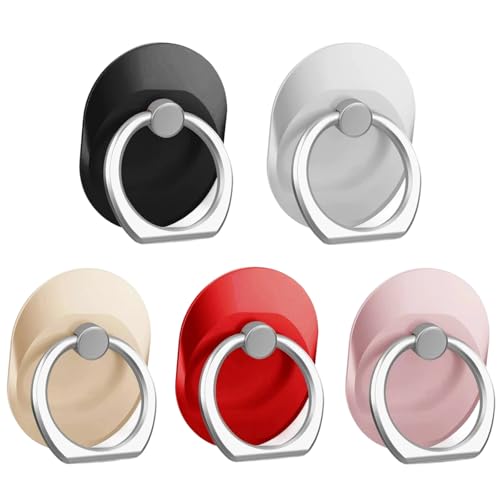 Image of 5Pcs Phone Holder for Hand, Phone Ring Grip, Phone Back Holder Grip, Mobile Finger Holder, Secure Phone Grip for One-Handed Operation(360Degree Rotation)