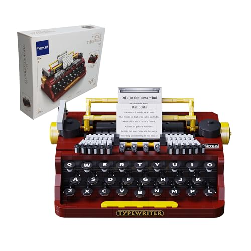 TAIKONLAB Juego de bloques de construcción de máquina de escribir retro, modelo creativo coleccionable vintage con botones presionables, ideas de regalo de decoración del hogar para niños y adultos