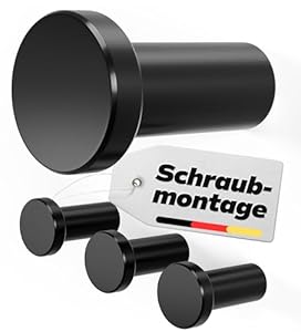 Bergville 4er Set Garderobenhaken Schwarz Matt