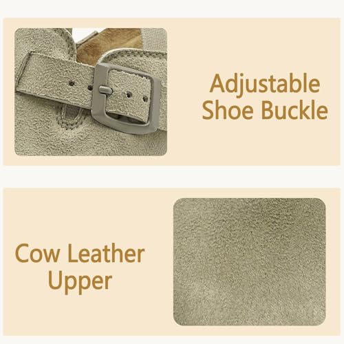 Kids Suede Clogs Boys Girls Sandals Cute Cork Footbed Adjustable Buckle Mules Toddler Slip-on Slippers Indoor Outdoor2