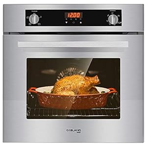 24” Single Wall Oven, GASLAND Chef Built-in 6 Function Gas Wall Oven with Rotisserie, 120 V Digital Display, Mechanical Knob Control, Stainless Steel Finish