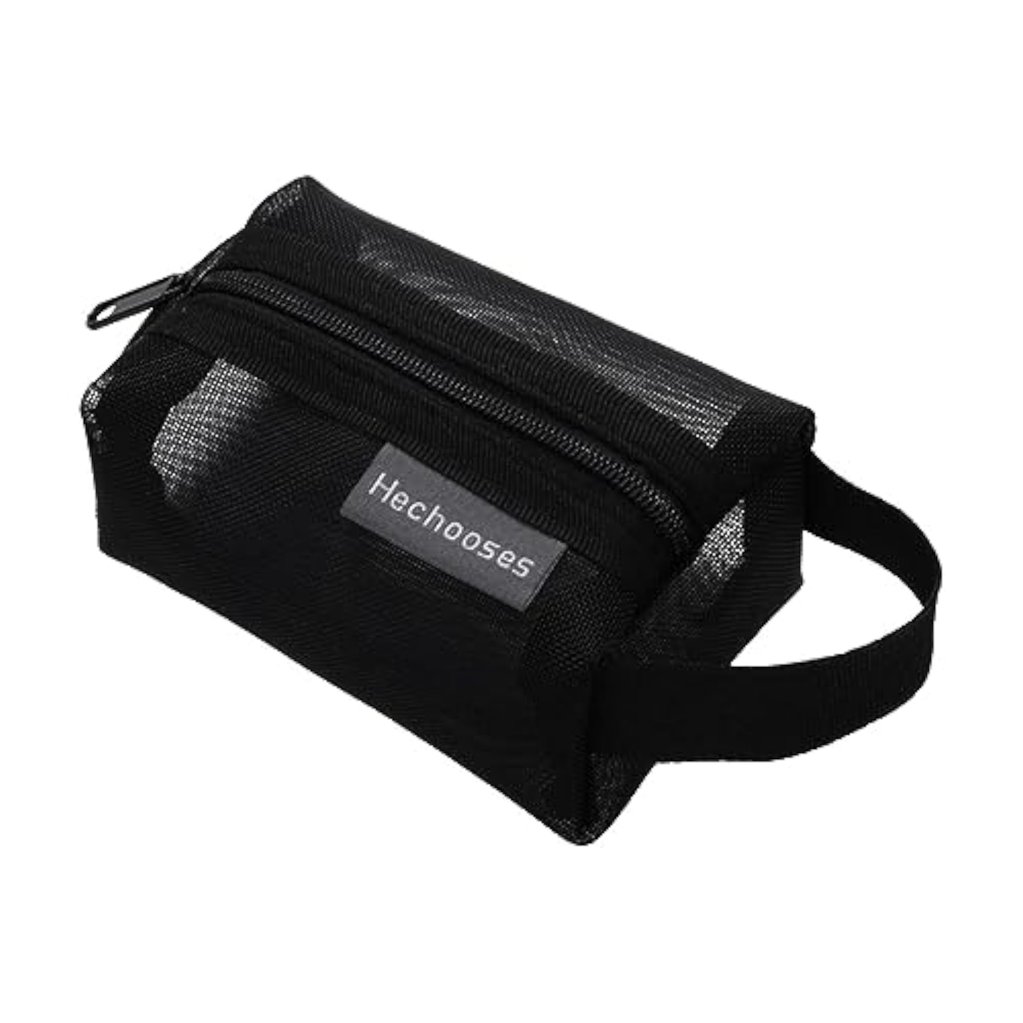 Nylon Mesh Zipper Pouch Cosmetic Organizer, Black