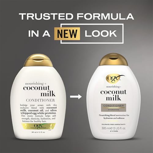 OGX Nourishing + Coconut Milk Conditioner, Hydrating & Restoring Conditioner Moisturizes for Soft Hair After the First Use, Parabens-Free, Sulfate-Free Surfactants, 13 fl. Oz - Image 4