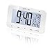 Explore Scientific RDC1004 Orologio radiocontrollato da tavolo con display retroilluminato a LED Bianco, Allarme & Snooze, Bianco
