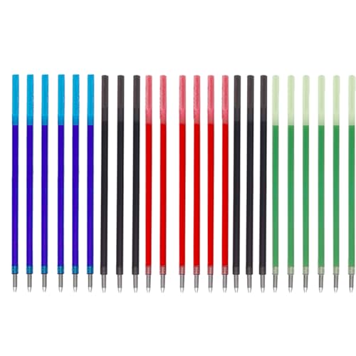 24 Pièces Recharges de 4 in 1 Peut être frotté Stylo Bille Multifonction，0.5mm，Encre noire, bleue, rouge, verte，Recharge Standard Internationale,Pour l'école, le bureau (24 pièces)