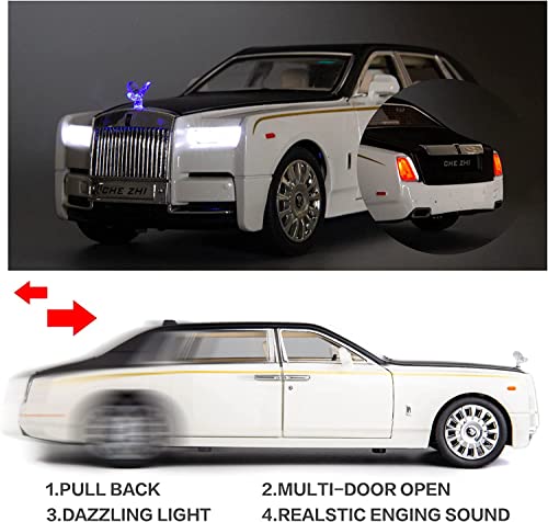 Image of Metal Pull Back Diecast Car 1:24 Big Rolls Royce Phantom Pull Back Car Model with Sound Light Boys Gifts Toys for Kids【Pack of 1】,multicolor
