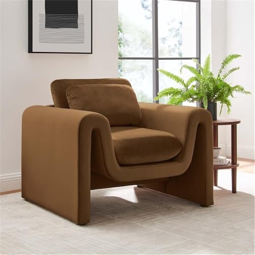 Sillón Curvo Terciopelo Marrón miniatura 2
