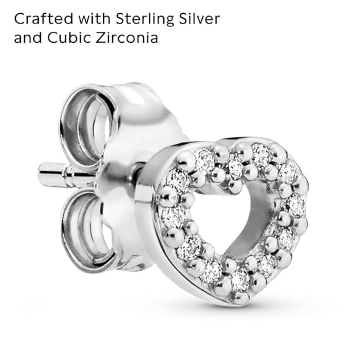 PANDORA Open Heart Stud Earrings - Great Gift for Her - Stunning Women's Earrings - Sterling Silver & Cubic Zirconia, With Gift Box4